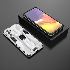 Coque Contour Silicone et Plastique Housse Etui Mat avec Aimant Magnetique Support T01 pour Samsung Galaxy A24 4G Blanc