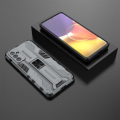 Coque Contour Silicone et Plastique Housse Etui Mat avec Aimant Magnetique Support T01 pour Samsung Galaxy A24 4G Gris