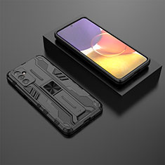 Coque Contour Silicone et Plastique Housse Etui Mat avec Aimant Magnetique Support T01 pour Samsung Galaxy A24 4G Noir