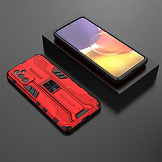 Coque Contour Silicone et Plastique Housse Etui Mat avec Aimant Magnetique Support T01 pour Samsung Galaxy A24 4G Rouge