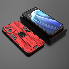 Coque Contour Silicone et Plastique Housse Etui Mat avec Aimant Magnetique Support T02 pour OnePlus Nord CE 2 5G Rouge