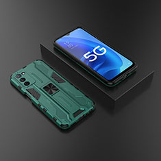 Coque Contour Silicone et Plastique Housse Etui Mat avec Aimant Magnetique Support T02 pour Oppo A53s 5G Vert