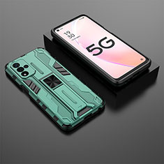 Coque Contour Silicone et Plastique Housse Etui Mat avec Aimant Magnetique Support T02 pour Oppo A93s 5G Vert