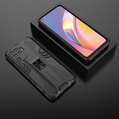 Coque Contour Silicone et Plastique Housse Etui Mat avec Aimant Magnetique Support T02 pour Oppo A94 4G Noir