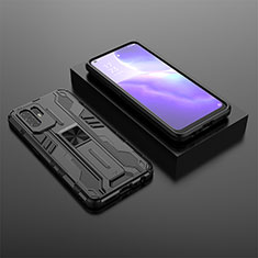 Coque Contour Silicone et Plastique Housse Etui Mat avec Aimant Magnetique Support T02 pour Oppo A95 5G Noir