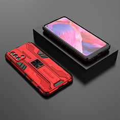 Coque Contour Silicone et Plastique Housse Etui Mat avec Aimant Magnetique Support T02 pour Oppo F19 Rouge