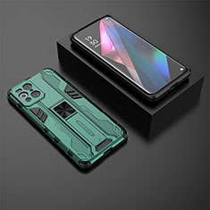 Coque Contour Silicone et Plastique Housse Etui Mat avec Aimant Magnetique Support T02 pour Oppo Find X3 5G Vert