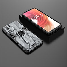 Coque Contour Silicone et Plastique Housse Etui Mat avec Aimant Magnetique Support T02 pour Oppo K9 Pro 5G Gris