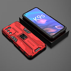 Coque Contour Silicone et Plastique Housse Etui Mat avec Aimant Magnetique Support T02 pour Oppo K9S 5G Rouge