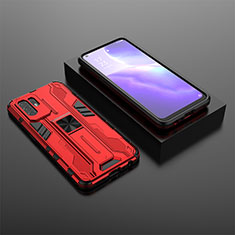 Coque Contour Silicone et Plastique Housse Etui Mat avec Aimant Magnetique Support T02 pour Oppo Reno5 Z 5G Rouge