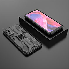 Coque Contour Silicone et Plastique Housse Etui Mat avec Aimant Magnetique Support T02 pour Oppo Reno6 Lite Noir