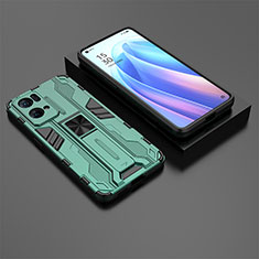 Coque Contour Silicone et Plastique Housse Etui Mat avec Aimant Magnetique Support T02 pour Oppo Reno7 Pro 5G Vert