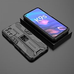 Coque Contour Silicone et Plastique Housse Etui Mat avec Aimant Magnetique Support T02 pour Realme 9 SE 5G Noir