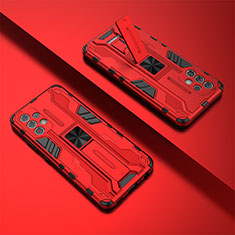 Coque Contour Silicone et Plastique Housse Etui Mat avec Aimant Magnetique Support T02 pour Samsung Galaxy A32 5G Rouge