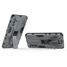 Coque Contour Silicone et Plastique Housse Etui Mat avec Aimant Magnetique Support T02 pour Samsung Galaxy A34 5G Gris