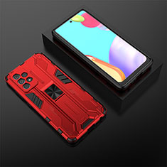 Coque Contour Silicone et Plastique Housse Etui Mat avec Aimant Magnetique Support T02 pour Samsung Galaxy A52s 5G Rouge