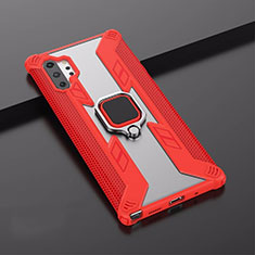 Coque Contour Silicone et Plastique Housse Etui Mat avec Magnetique Support A02 pour Samsung Galaxy Note 10 Plus 5G Rouge