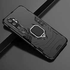 Coque Contour Silicone et Plastique Housse Etui Mat avec Magnetique Support Bague Anneau D02 pour Xiaomi Mi Note 10 Pro Noir