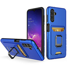 Coque Contour Silicone et Plastique Housse Etui Mat avec Magnetique Support Bague Anneau J01S pour Samsung Galaxy A04s Bleu