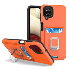 Coque Contour Silicone et Plastique Housse Etui Mat avec Magnetique Support Bague Anneau J01S pour Samsung Galaxy A12 5G Orange