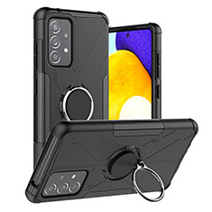 Coque Contour Silicone et Plastique Housse Etui Mat avec Magnetique Support Bague Anneau J01X pour Samsung Galaxy A52 5G Noir