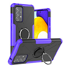 Coque Contour Silicone et Plastique Housse Etui Mat avec Magnetique Support Bague Anneau J01X pour Samsung Galaxy A52 5G Violet
