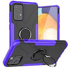 Coque Contour Silicone et Plastique Housse Etui Mat avec Magnetique Support Bague Anneau J01X pour Samsung Galaxy A72 5G Violet