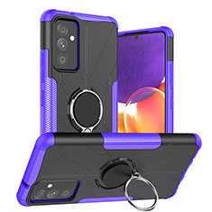 Coque Contour Silicone et Plastique Housse Etui Mat avec Magnetique Support Bague Anneau J01X pour Samsung Galaxy A82 5G Violet