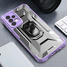 Coque Contour Silicone et Plastique Housse Etui Mat avec Magnetique Support Bague Anneau J02S pour Samsung Galaxy A52 5G Violet