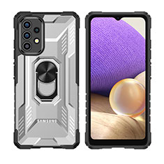 Coque Contour Silicone et Plastique Housse Etui Mat avec Magnetique Support Bague Anneau J02S pour Samsung Galaxy M32 5G Noir