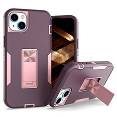 Coque Contour Silicone et Plastique Housse Etui Mat avec Magnetique Support Bague Anneau J03S pour Apple iPhone 13 Violet