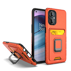 Coque Contour Silicone et Plastique Housse Etui Mat avec Magnetique Support Bague Anneau J03S pour Oppo Reno8 Z 5G Orange