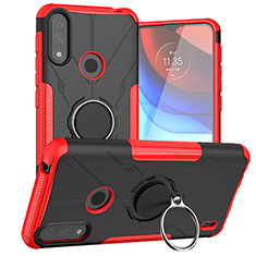 Coque Contour Silicone et Plastique Housse Etui Mat avec Magnetique Support Bague Anneau JX1 pour Motorola Moto E7 Power Rouge