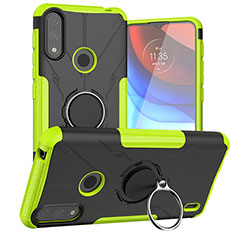 Coque Contour Silicone et Plastique Housse Etui Mat avec Magnetique Support Bague Anneau JX1 pour Motorola Moto E7 Power Vert