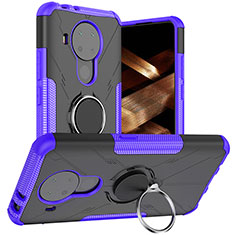 Coque Contour Silicone et Plastique Housse Etui Mat avec Magnetique Support Bague Anneau JX1 pour Nokia 5.4 Violet