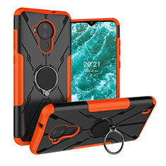 Coque Contour Silicone et Plastique Housse Etui Mat avec Magnetique Support Bague Anneau JX1 pour Nokia C30 Orange