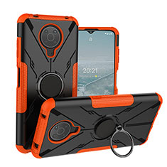 Coque Contour Silicone et Plastique Housse Etui Mat avec Magnetique Support Bague Anneau JX1 pour Nokia G10 Orange