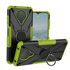 Coque Contour Silicone et Plastique Housse Etui Mat avec Magnetique Support Bague Anneau JX1 pour Nokia G10 Vert