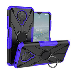 Coque Contour Silicone et Plastique Housse Etui Mat avec Magnetique Support Bague Anneau JX1 pour Nokia G10 Violet