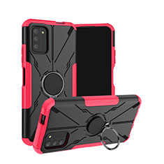 Coque Contour Silicone et Plastique Housse Etui Mat avec Magnetique Support Bague Anneau JX1 pour Nokia G100 Rose Rouge