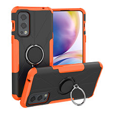 Coque Contour Silicone et Plastique Housse Etui Mat avec Magnetique Support Bague Anneau JX1 pour OnePlus Nord 2 5G Orange