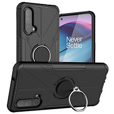 Coque Contour Silicone et Plastique Housse Etui Mat avec Magnetique Support Bague Anneau JX1 pour OnePlus Nord CE 5G Noir