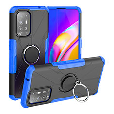 Coque Contour Silicone et Plastique Housse Etui Mat avec Magnetique Support Bague Anneau JX1 pour Oppo A94 5G Bleu