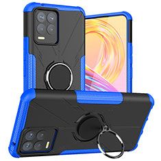 Coque Contour Silicone et Plastique Housse Etui Mat avec Magnetique Support Bague Anneau JX1 pour Realme 8 4G Bleu