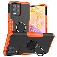 Coque Contour Silicone et Plastique Housse Etui Mat avec Magnetique Support Bague Anneau JX1 pour Realme 8 Pro Orange