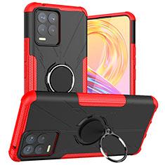 Coque Contour Silicone et Plastique Housse Etui Mat avec Magnetique Support Bague Anneau JX1 pour Realme 8 Pro Rouge