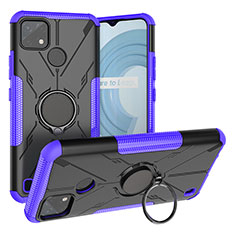 Coque Contour Silicone et Plastique Housse Etui Mat avec Magnetique Support Bague Anneau JX1 pour Realme C21Y Violet