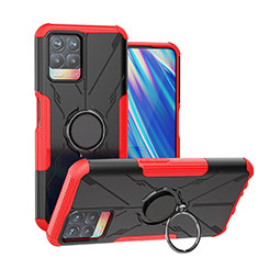 Coque Contour Silicone et Plastique Housse Etui Mat avec Magnetique Support Bague Anneau JX1 pour Realme Narzo 50 4G Rouge