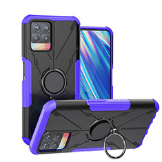 Coque Contour Silicone et Plastique Housse Etui Mat avec Magnetique Support Bague Anneau JX1 pour Realme Narzo 50 4G Violet