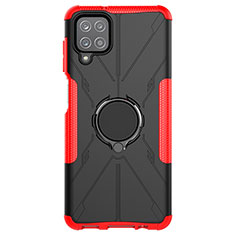 Coque Contour Silicone et Plastique Housse Etui Mat avec Magnetique Support Bague Anneau JX1 pour Samsung Galaxy A12 5G Rouge